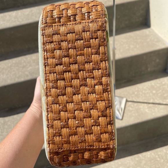 Vintage Fossil Beach Print Shoulder Purse Bag Canvas Woven Purse Shoulder Bag - Picture 7 of 11